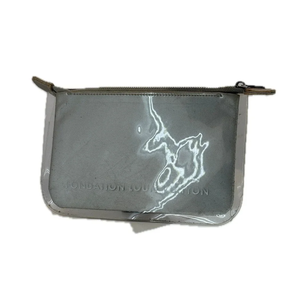 Foundation Louis Vuitton Clear Grey‎ Canvas Zip Pouch Museum Exclusive Bag
